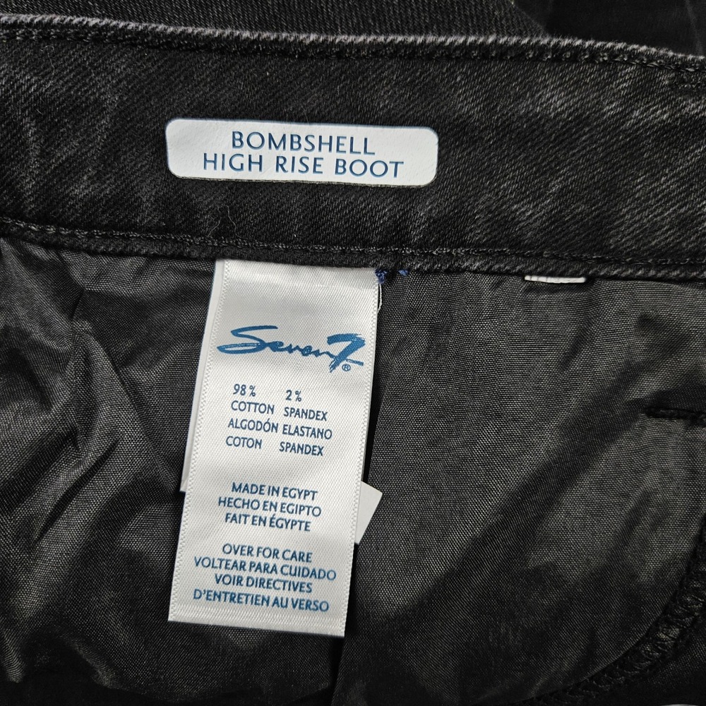 Seven7 Bombshell High Rise Bootcut Jeans Black Denim Size 16 Stretch Flare - Picture 4 of 11